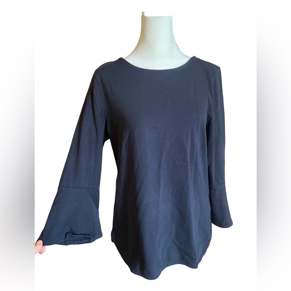 Talbots classic blue top with peplum sleeves size S